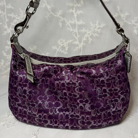Coach Metallic Purple & Silver Mini Hobo Bag - Picture 1 of 7